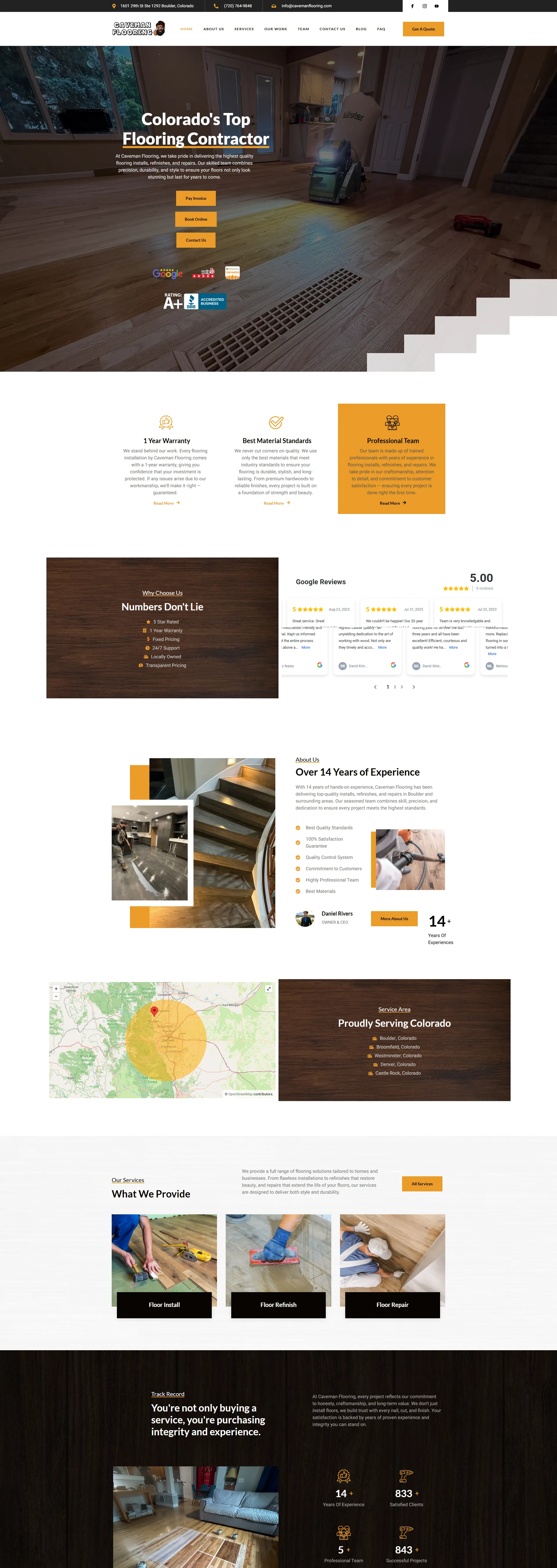 The Caveman Flooring website